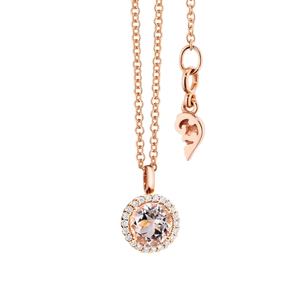Capolavoro - Anhaenger-Espressivo-750RG-Morganit-facettiert-6-0-mm-ca-0-85ct-22-Diamanten-1